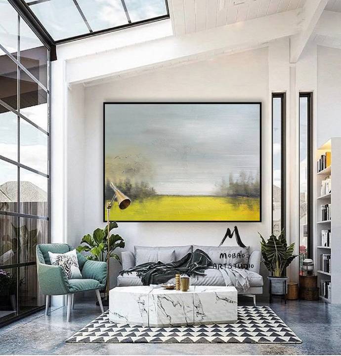 Yellow Sky Contemporary Abstract Canvas Artwork C60SU wall art